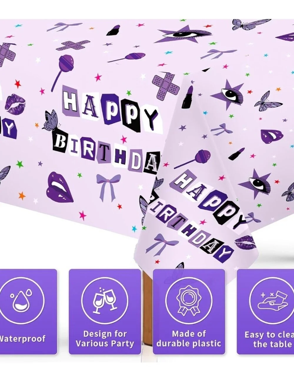 Olivia Rodrigo Purple Butterfly Birthday Table Cover, 54
